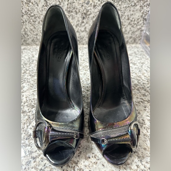 Gucci Patent Leather Peep-toe Horsebit Pumps - Picture 2 of 11